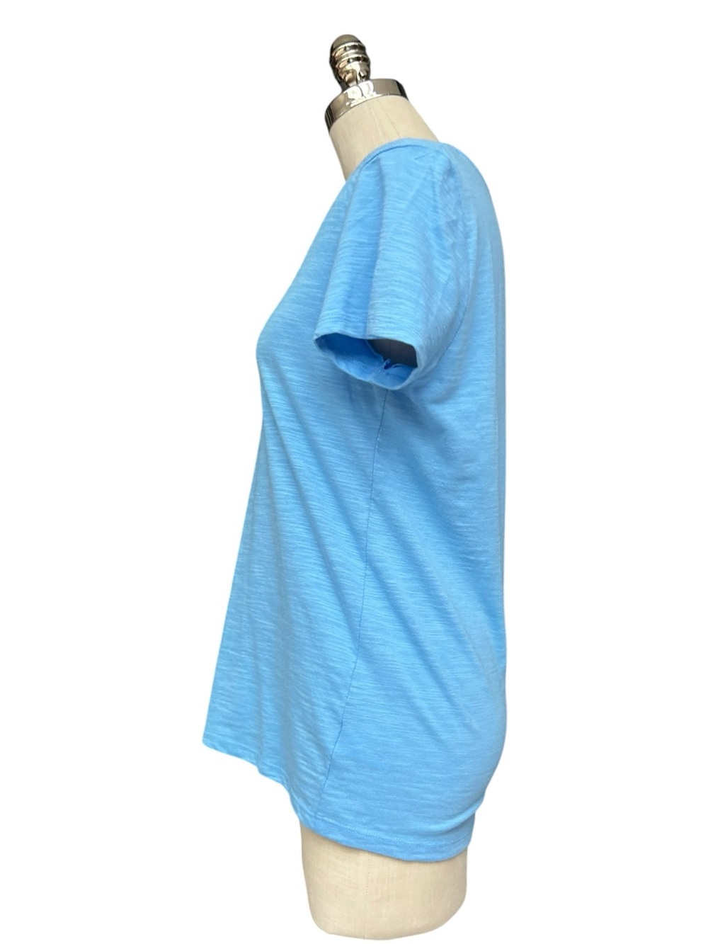 Talbots Light Blue Slub Knit V-Neck Short Sleeve Tee Medium - Picture 3 of 8